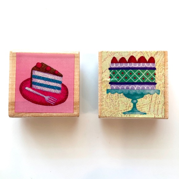 STUDIO 18 Birthday Cake Rubber Stamp Set of 2 RARE, NEW! - Picture 1 of 16